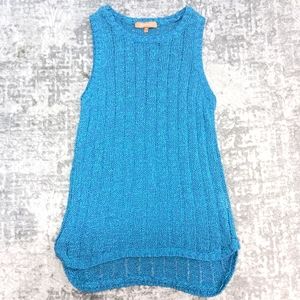 Y2K Ellen Tracy Crochet meridian Cotton Teal purple knit  Sweater size medium